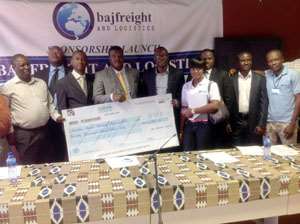 Officials of Bajfreight and GAHA displaying the dummy cheque for the first year in a group photograph after signing the agreement