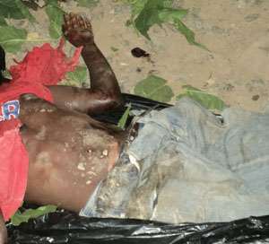 The body of the unidentified man killed by the train