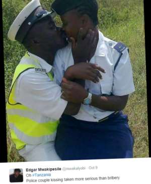 The police officers fired for a kiss