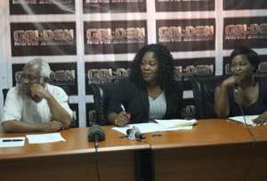 Mr. Girmay Haile, Esther Quayson and Mimi at the launching on Wednesday.