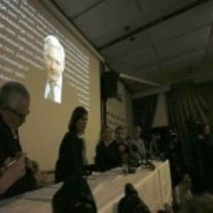 Mr Assange read a statement to the media via a video link