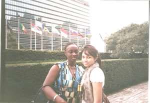 Nana Akua Afriyie Antwi l with her friend at the UN Headquarters