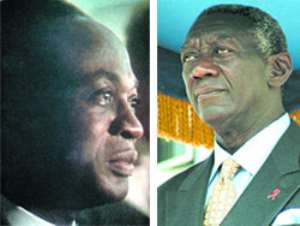  Osagyefo Dr. Kwame Nkrumah - Ghanas First President left,  President John Agyekum Kufuor right