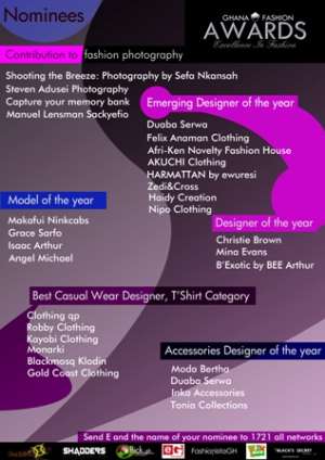 GHANA FASHION AWARDS RELEASE NOMINATIONS