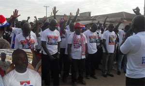 Members of the NPP campaign team.Inset: Odeneho Kwaku Appiah