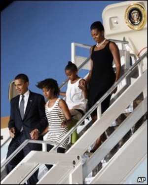 Obama's arrival in Ghana