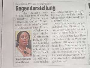 Breaking News: Oil Minister Mrs. Alison Madueke Has No Villa Or Mansion In Vienna – Heute Newspaper