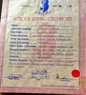 Omotola Flaunts Primary School Leaving Certificate