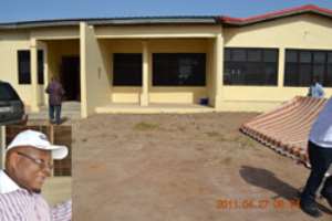 The ICT centre. (Inset) Prof. Mike Oquaye talking to Journalists