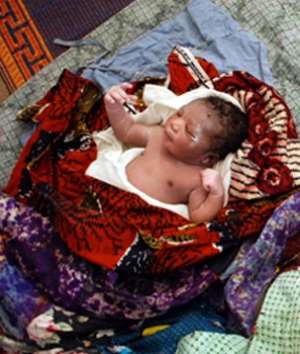 A two week old abandoned baby at Winkongo, near Bolgatanga