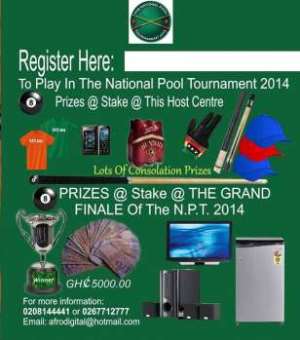 Table game time: GH5,000 prize for National Pools tournament 2014 champ
