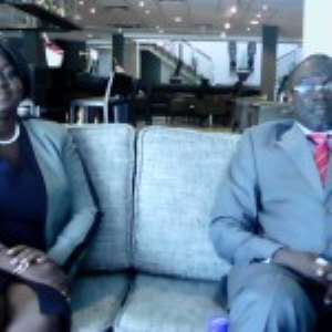 Prof. Douglas Boateng and Madam Aku Addo seated during the interview