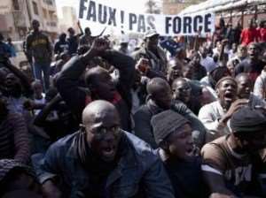 Protestors in the street of Dakar