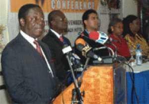 Dr Kwabena Duffuor, Finance Minister addressing the opening session of the Fourth African Insurance Organisation Life Conference at the La Palm Royal Beach Hotel in Accra.