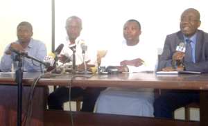Nyantakyi, Sani Darra, FA spokesperson, Appiah and his right hand man Maxwell Konadu at the conference