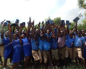 Jubilant kids during the launch