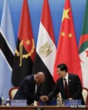Chinese President Hu Jintao (right) and South African President Jacob Zuma at the summit.