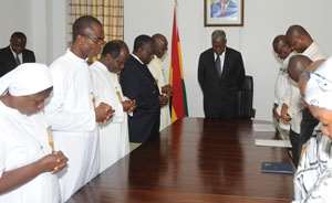 Vicar General of the Catholic Archdiocese of Accra, Very Rev. Francis Adoboli praying