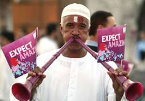 A jubilant Qatari supporter