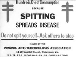 The act of spitting indiscriminately