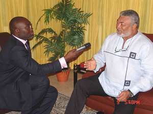 Former President Rawlings speaks to the BBC s Komla Dumor
