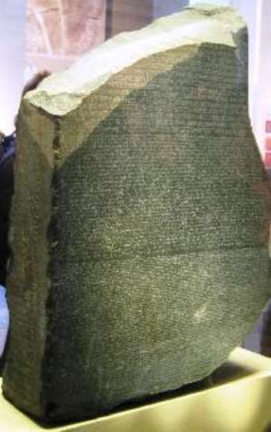 Rosetta Stone, Egypt, now in the British Museum, London, United Kingdom.