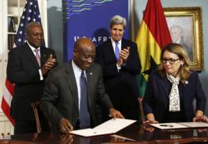 File photo: IMF Deputy Managing Director Ms. Nemat Shafik, Finance Minister of Ghana Seth Terkper