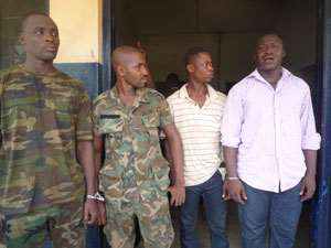 L/Cpl Obeng `Darko Stylish , Lance Corporal Dasmani Faisal, Isaac Larbi and Christopher Quainoo in police custody.