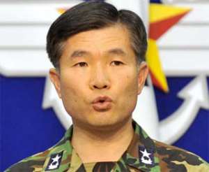 South Korean Rear Adm. Lee Ki Sik speaks