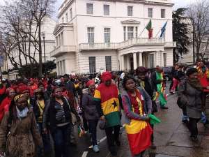 Ghanaians Demonstrate In London In The Presence Of President Mahama
