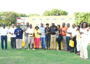 A group picture of the winners and staff of MTN