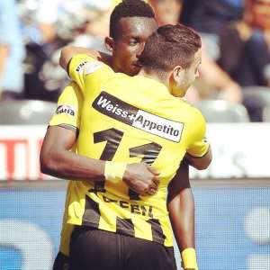 Samuel Afum celebrates his opening goal for Young Boys
