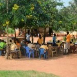 Tema JHS Students Study Under Trees
