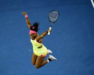 Serena Williams was jumping for joy after she beat Maria Sharapova in a gripping Australian Open final.