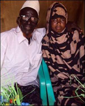 Ahmed Muhamed Dore, who says he is 112, married Safia Abdulleh, aged 17, in Somalia last month