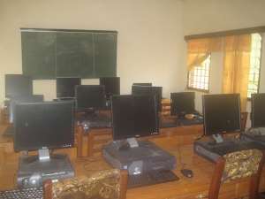 Some of the donated computers on display