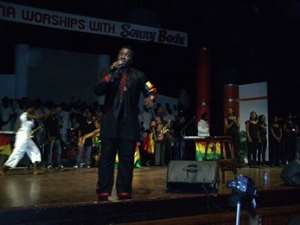 The king of worship on stage at the concert on Saturday night.