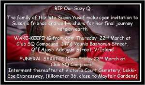 Slain Susan Yussuf Gets March 23 Burial Date