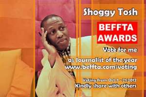 SHOGGY TOSH IS NOMINATED AS JOURNALIST OF THE YEAR AT THE 2012 BEFFTA AWARDS