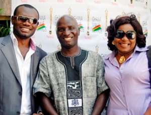 Prince David Osei, Socrate Safo (Movie Africa) and Vivian Achor at the launch