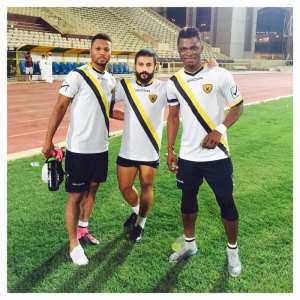 Sumaila in final training session with his Al Qadsia teammates ahead of Tuesday8217;s game