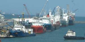 A line-up of vessels that had berthed at the Takoradi Port