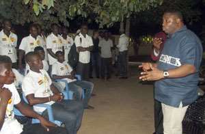Hon Afriyie-Ankrah speaking to the team before departure