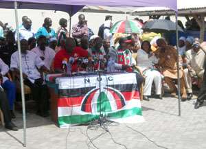 Vice President John Mahama (m) with officials from NDC and DFP at the high table