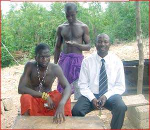 The fetish priest (left) and Owusu Ansah