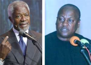 Mr. Kofi Annan, Chairman of Alliance for Green Revolution Africa(left), Vice President John Mahama(right)
