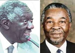 Ex-president John Agyekum Kufuor left, Ex-president Thabo Mbeki right