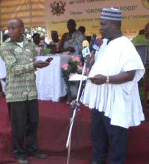 Pix: Mr. Sackey deliverying his address during the Farmers Day celebration