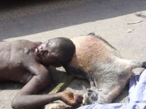 Goat thief thrashed