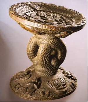 Throne of Oba Eresoyen, Benin, Nigeria, now in Ethnologisches Museum, Berlin, Germany.